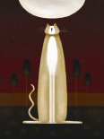 Feline and Four Tulips