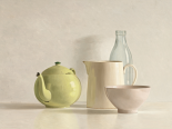 Yellow Teapot, Bottle, Bowl and Jug